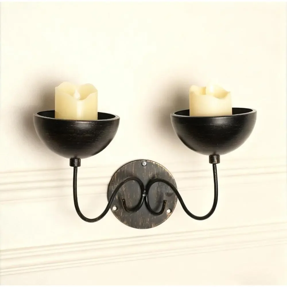 Wall Sconce Candle Holder Retro Style Design Metal Home Decoration Double Head